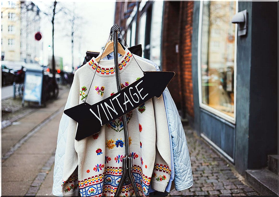 Vintage fashion in a second hand store.