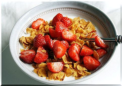 children cereal with strawberries