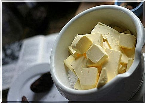 Bowl with homemade butter