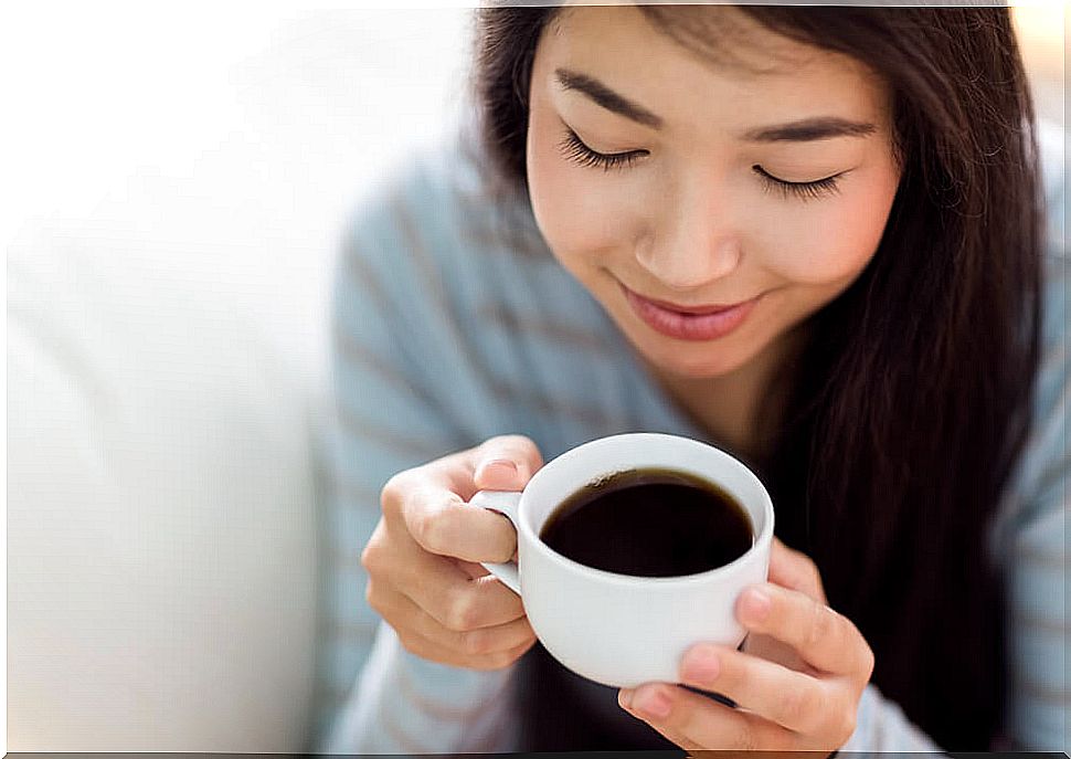 Woman drinking coffee