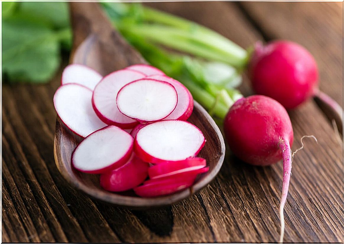 Radish slices.