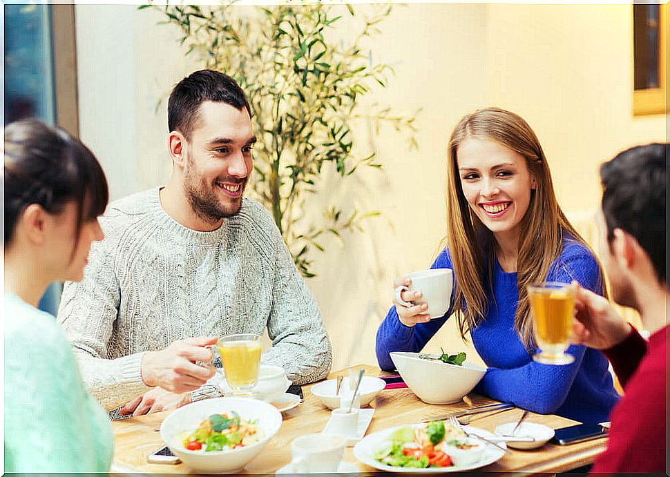 Friends having dinner