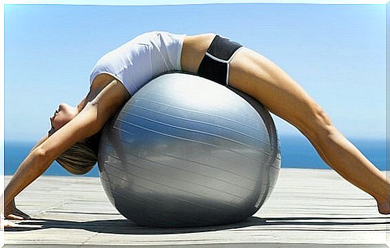 Woman practicing pilates